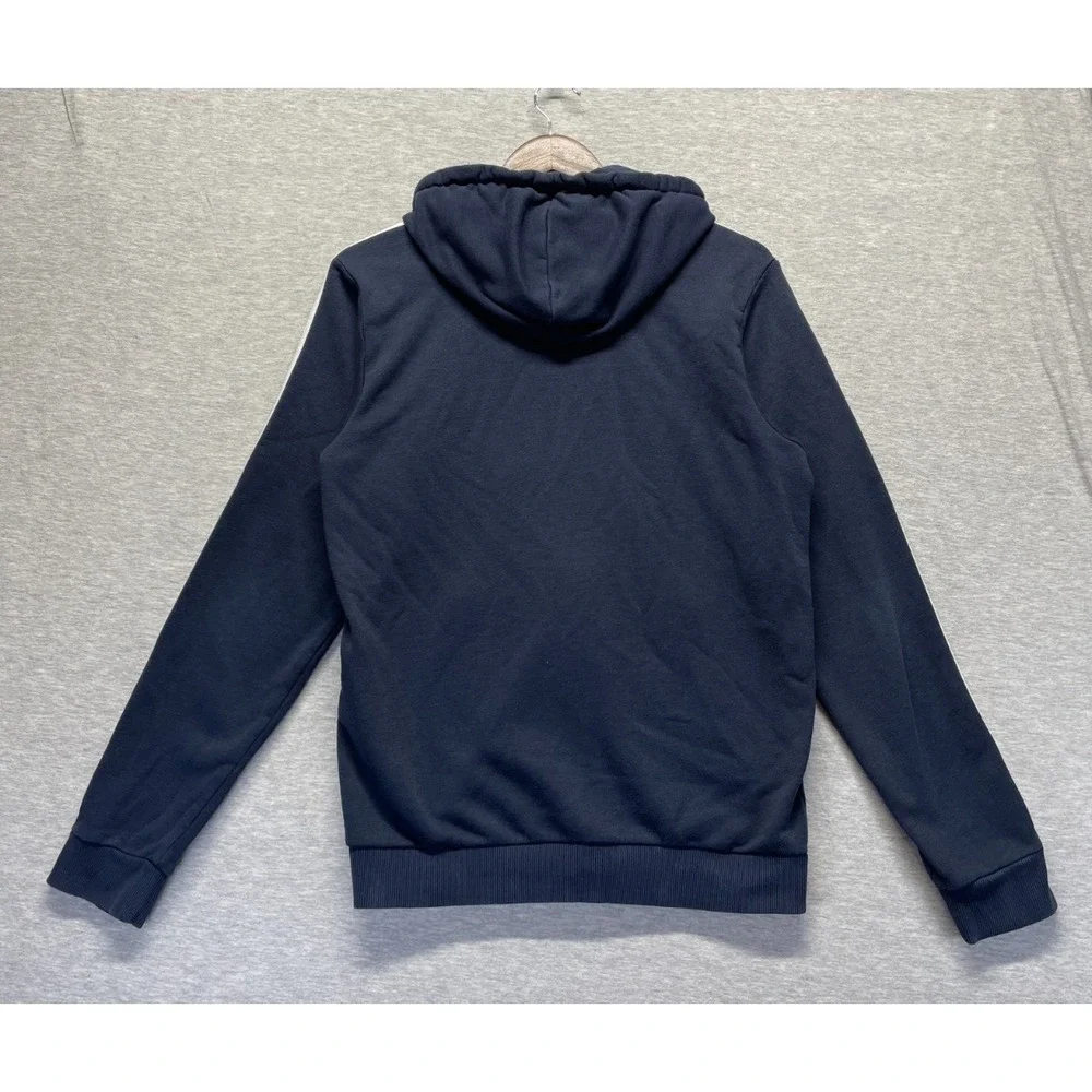 Adidas Essentials Hoodie Mens Small Navy Logo Fleece Lined Full Zip Athleisure